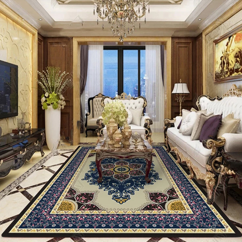 Purple and Brown Bedroom Rug Moroccan Medallion Flower Leaf Pattern Area Rug Polyester Anti-Slip Backing Carpet Clearhalo 'Area Rug' 'Moroccan' 'Rugs' Rug' 1579784