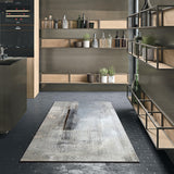 Grey and Khaki Contemporary Rug Polyester Abstract Rug Washable Non-Slip Backing Carpet for Living Room Clearhalo 'Area Rug' 'Modern' 'Rugs' Rug' 1579814