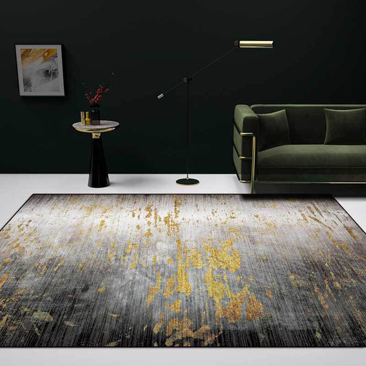 Creative Abstract Rug Black and Golden Contemporary Rug Polyester Washable Anti-Slip Backing Carpet for Living Room Black Clearhalo 'Area Rug' 'Modern' 'Rugs' Rug' 1579845