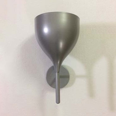 1-Light Sconce Light Fixture with Funnel Shade Metallic Modern Hallway Wall Lighting in Silver/Black Silver Clearhalo 'Cast Iron' 'Glass' 'Industrial' 'Modern wall lights' 'Modern' 'Tiffany' 'Traditional wall lights' 'Wall Lamps & Sconces' 'Wall Lights' Lighting' 15798