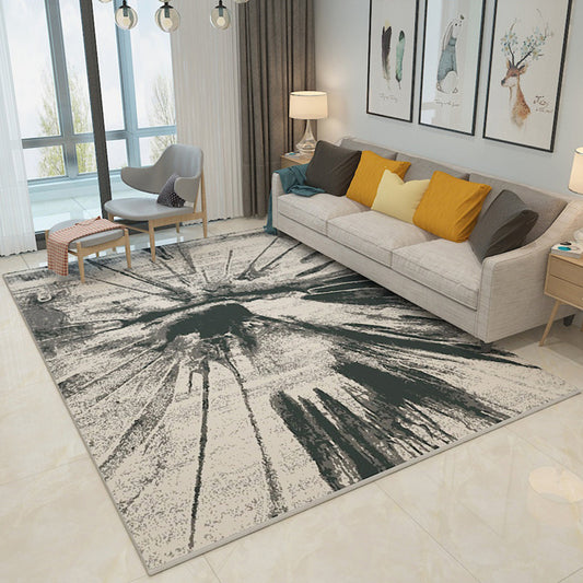 Nordic Abstract Rug Grey and Black Polyester Rug Machine Washable Non-Slip Backing Area Rug for Bedroom Grey Clearhalo 'Area Rug' 'Modern' 'Rugs' Rug' 1579901