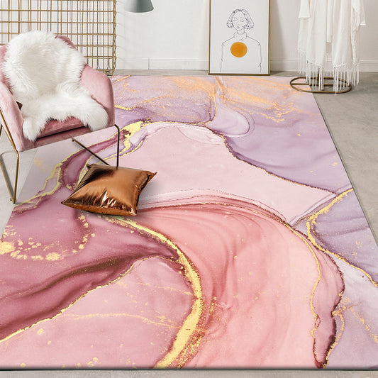 Purple and Pink Modern Rug Polyester Watercolor Print Rug Machine Washable Non-Slip Area Rug for Living Room Light Orange Clearhalo 'Area Rug' 'Modern' 'Rugs' Rug' 1579916