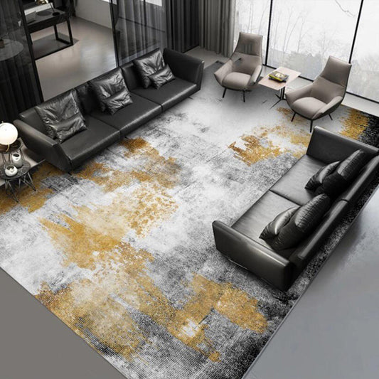 Yellow and Grey Contemporary Rug Polyester Abstract Rug Washable Non-Slip Backing Carpet for Living Room Yellow Clearhalo 'Area Rug' 'Modern' 'Rugs' Rug' 1579956