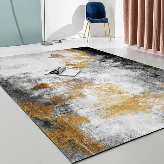 Yellow and Grey Contemporary Rug Polyester Abstract Rug Washable Non-Slip Backing Carpet for Living Room Clearhalo 'Area Rug' 'Modern' 'Rugs' Rug' 1579958