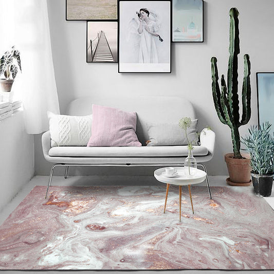 Unique Watercolor Pattern Rug Pink Novelty Rug Polyester Washable Anti-Slip Backing Carpet for Living Room Pink Clearhalo 'Area Rug' 'Modern' 'Rugs' Rug' 1579964