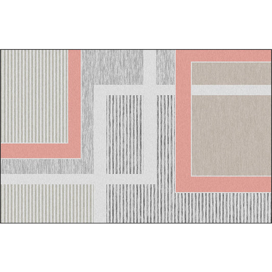 Simple Modern Rug in Grey Color Block Stripe Pattern Area Rug Polyester Machine Washable Carpet for Home Decoration Clearhalo 'Area Rug' 'Modern' 'Rugs' Rug' 1579974
