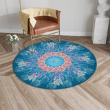 Mediterranean Botanical Floral Pattern Rug Blue Flannel Rug Machine Washable Anti-Slip Area Rug for Bedroom Clearhalo 'Area Rug' 'Moroccan' 'Rugs' Rug' 1579981