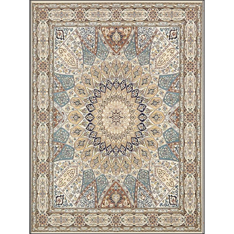 Mediterranean Moroccan Rug in Brown Medallion Irregular Shape Pattern Rug Polyester Non-Slip Carpet for Home Decoration Clearhalo 'Area Rug' 'Moroccan' 'Rugs' Rug' 1579989