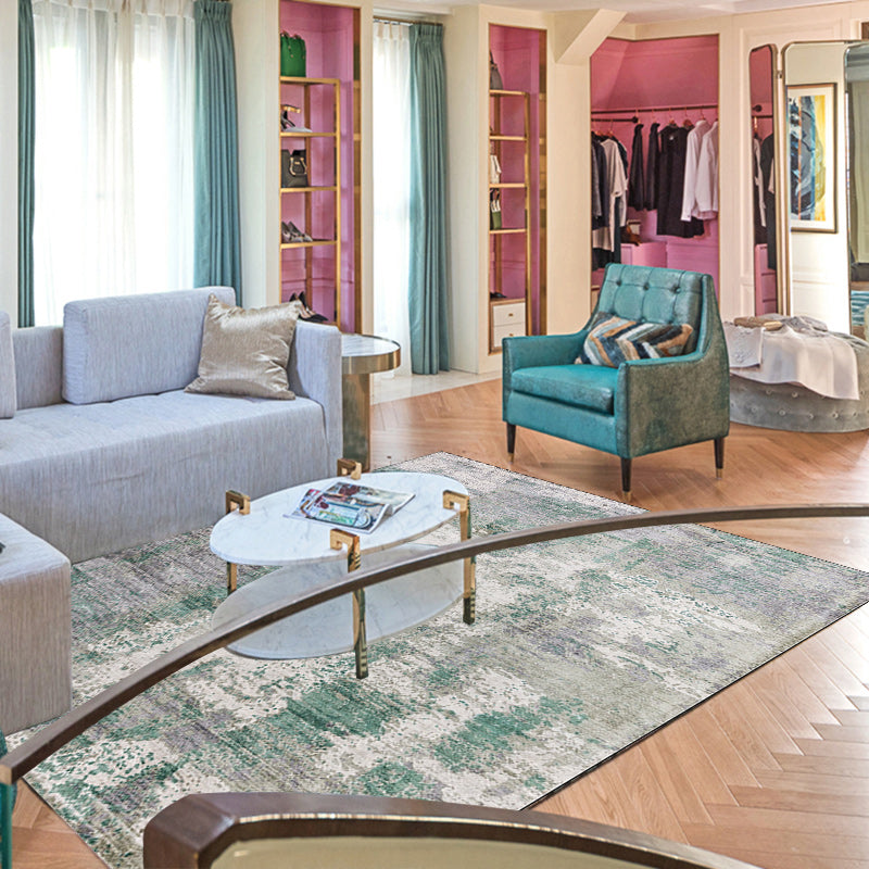 Green and Pink Modern Rug Polyester Abstract Rug Washable Non-Slip Backing Carpet for Living Room Clearhalo 'Area Rug' 'Rug' 1580219