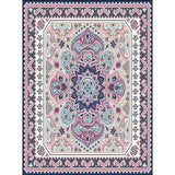 Persian Moroccan Rug in Purple Medallion Paisley Flower Pattern Rug Polyester Anti-Slip Carpet for Home Decoration Clearhalo 'Area Rug' 'Moroccan' 'Rugs' Rug' 1580244