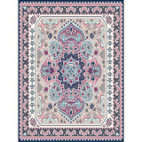 Persian Moroccan Rug in Purple Medallion Paisley Flower Pattern Rug Polyester Anti-Slip Carpet for Home Decoration Clearhalo 'Area Rug' 'Moroccan' 'Rugs' Rug' 1580244