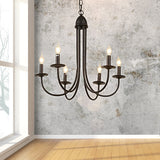 6/8 Heads Iron Chandelier Light Rustic Style Bronze Bare Bulb Dining Room Hanging Pendant with Curved Arm Clearhalo 'Cast Iron' 'Ceiling Lights' 'Chandeliers' 'Industrial Chandeliers' 'Industrial' 'Metal' 'Middle Century Chandeliers' 'Rustic Chandeliers' 'Tiffany' Lighting' 158034