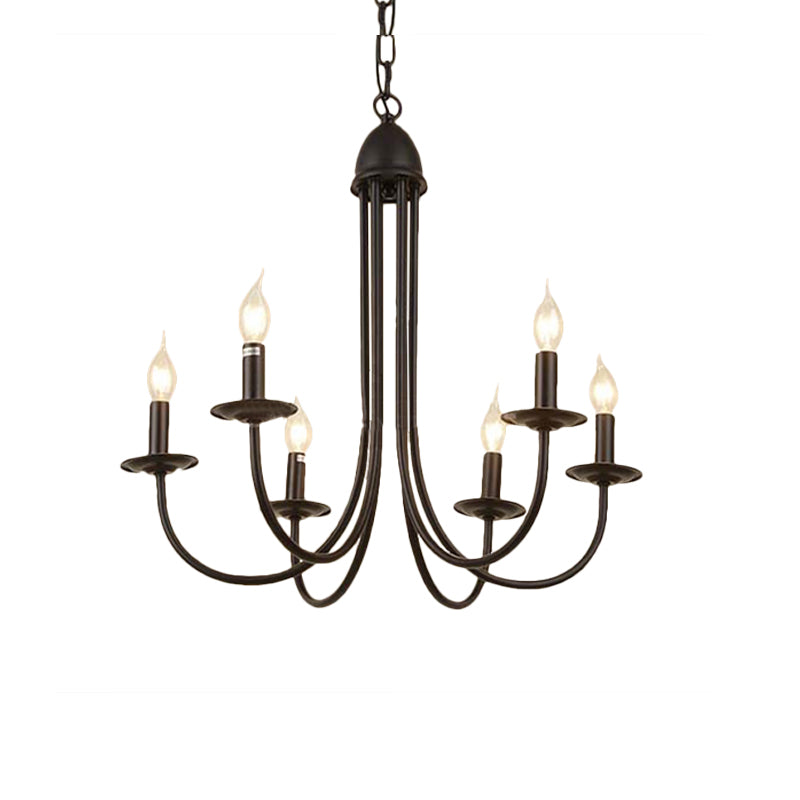 6/8 Heads Iron Chandelier Light Rustic Style Bronze Bare Bulb Dining Room Hanging Pendant with Curved Arm Clearhalo 'Cast Iron' 'Ceiling Lights' 'Chandeliers' 'Industrial Chandeliers' 'Industrial' 'Metal' 'Middle Century Chandeliers' 'Rustic Chandeliers' 'Tiffany' Lighting' 158035