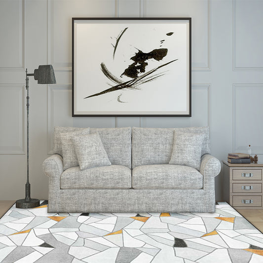 Ivory Bedroom Rug Modern Geometry Irregular Shape Pattern Area Rug Polyester Machine Washable Carpet Clearhalo 'Area Rug' 'Modern' 'Rugs' Rug' 1580371