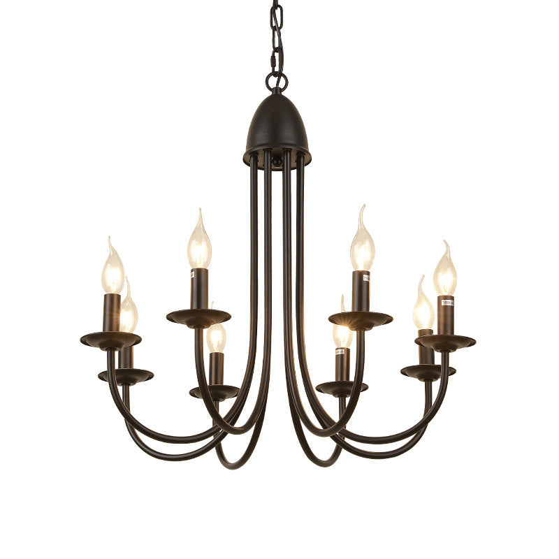 6/8 Heads Iron Chandelier Light Rustic Style Bronze Bare Bulb Dining Room Hanging Pendant with Curved Arm Clearhalo 'Cast Iron' 'Ceiling Lights' 'Chandeliers' 'Industrial Chandeliers' 'Industrial' 'Metal' 'Middle Century Chandeliers' 'Rustic Chandeliers' 'Tiffany' Lighting' 158039