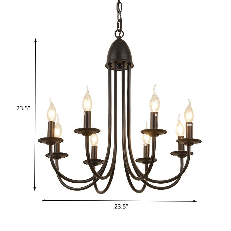 6/8 Heads Iron Chandelier Light Rustic Style Bronze Bare Bulb Dining Room Hanging Pendant with Curved Arm Clearhalo 'Cast Iron' 'Ceiling Lights' 'Chandeliers' 'Industrial Chandeliers' 'Industrial' 'Metal' 'Middle Century Chandeliers' 'Rustic Chandeliers' 'Tiffany' Lighting' 158040