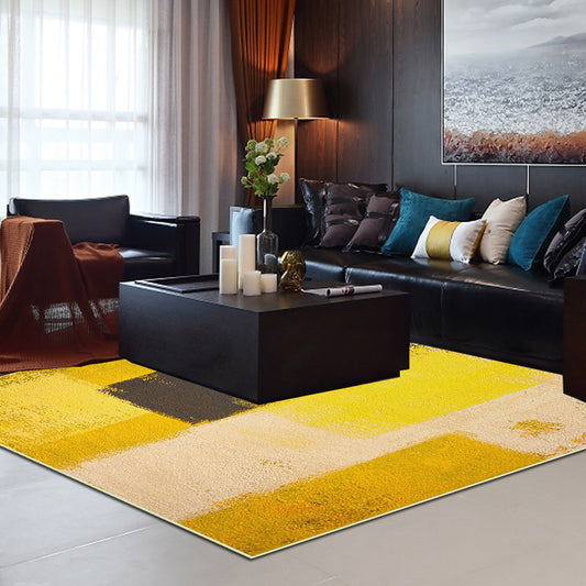 Yellow and Grey Contemporary Rug Polyester Brushstroke Painting Print Rug Washable Non-Slip Backing Carpet for Living Room Clearhalo 'Area Rug' 'Modern' 'Rugs' Rug' 1580427