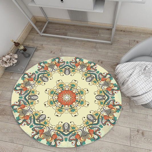 Vintage Floral Print Rug Yellow Flannel Rug Machine Washable Anti-Slip Area Rug for Bedroom Yellow Clearhalo 'Area Rug' 'Moroccan' 'Rugs' Rug' 1580442