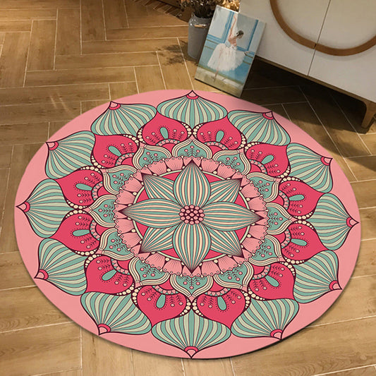 Vintage Floral Print Rug Pink Flannel Rug Machine Washable Anti-Slip Area Rug for Bedroom Clearhalo 'Area Rug' 'Moroccan' 'Rugs' Rug' 1580450