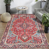 Red Bedroom Rug Moroccan Medallion Floral Pattern Area Rug Polyester Pet Friendly Anti-Slip Backing Carpet Red Clearhalo 'Area Rug' 'Moroccan' 'Rugs' Rug' 1580456