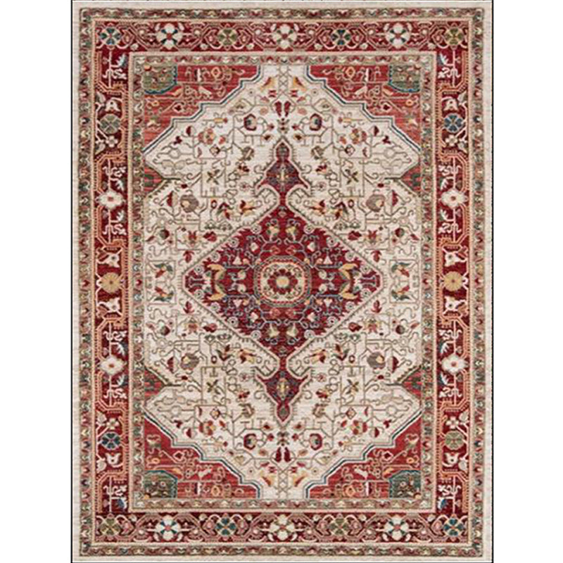 Moroccan Living Room Rug in Red Medallion Floral Print Rug Polyester Non-Slip Pet Friendly Area Rug Clearhalo 'Area Rug' 'Moroccan' 'Rugs' Rug' 1580466
