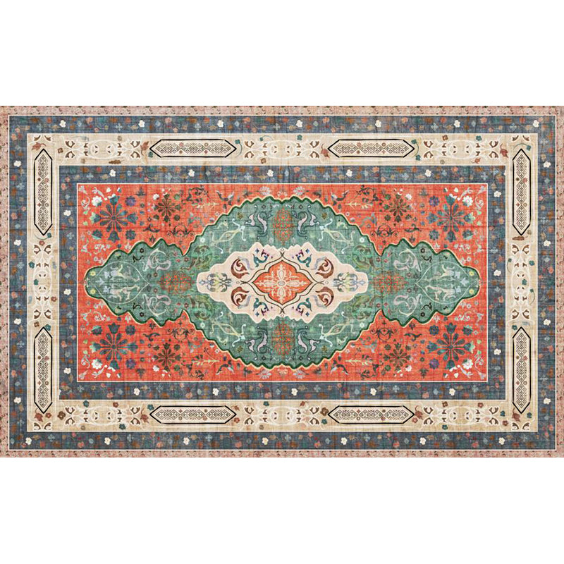 Persian Moroccan Rug in Orange Medallion Flower Pattern Rug Polyester Washable Anti-Slip Carpet for Home Decoration Clearhalo 'Area Rug' 'Moroccan' 'Rugs' Rug' 1580474