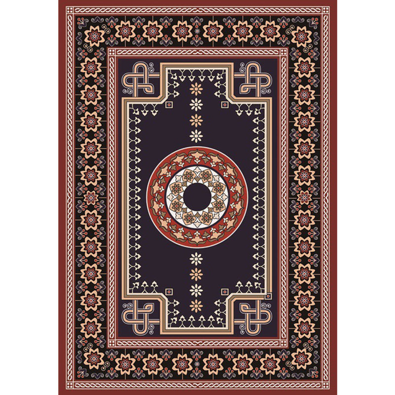 Moroccan Living Room Rug in Brown Medallion Floral Print Rug Polyester Non-Slip Washable Area Rug Clearhalo 'Area Rug' 'Moroccan' 'Rugs' Rug' 1580482