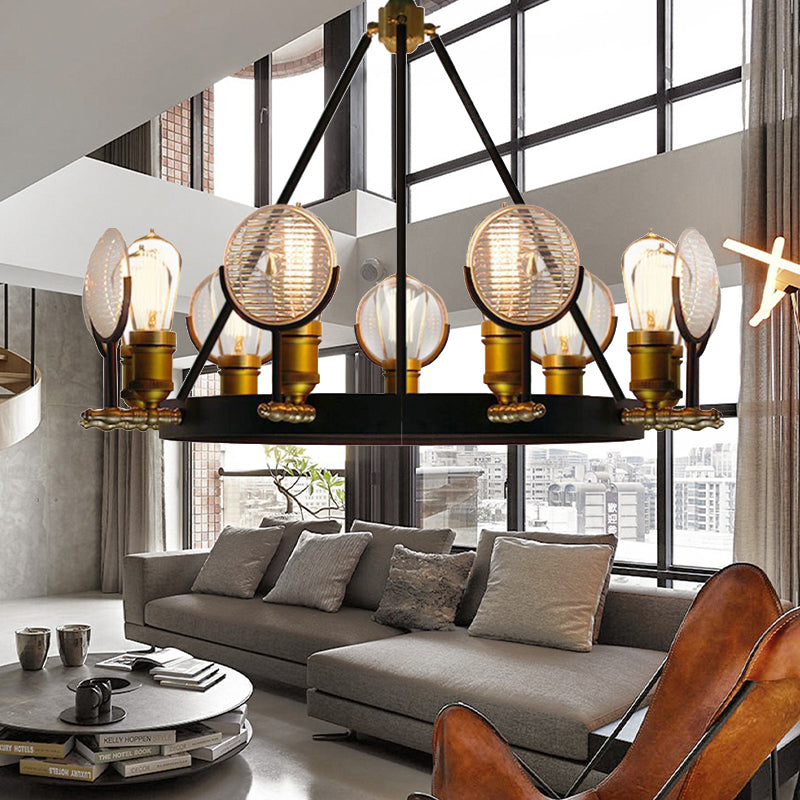 Ring Hanging Pendant Vintage Metal Suspension Light in Brass Finish for Bedroom Lighting 8 Brass Clearhalo 'Ceiling Lights' 'Chandeliers' 'Industrial Chandeliers' 'Industrial' 'Middle Century Chandeliers' 'Tiffany' Lighting' 158050