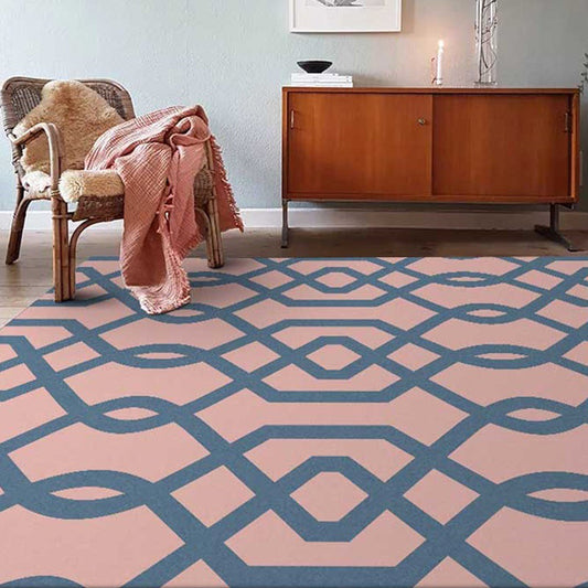 Simple Geometric Rug Pink Polyester Rug Machine Washable Non-Slip Backing Area Rug for Bedroom Clearhalo 'Area Rug' 'Modern' 'Rugs' Rug' 1580513
