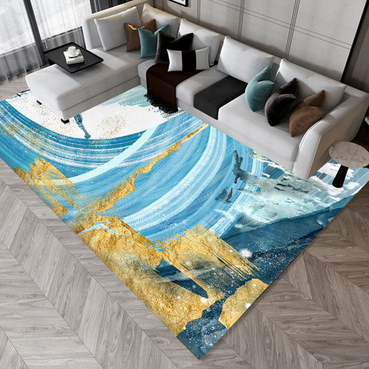 Modern Watercolor Pattern Rug Blue Polyester Rug Washable Non-Slip Backing Area Rug for Living Room Sky Blue Clearhalo 'Area Rug' 'Modern' 'Rugs' Rug' 1580560