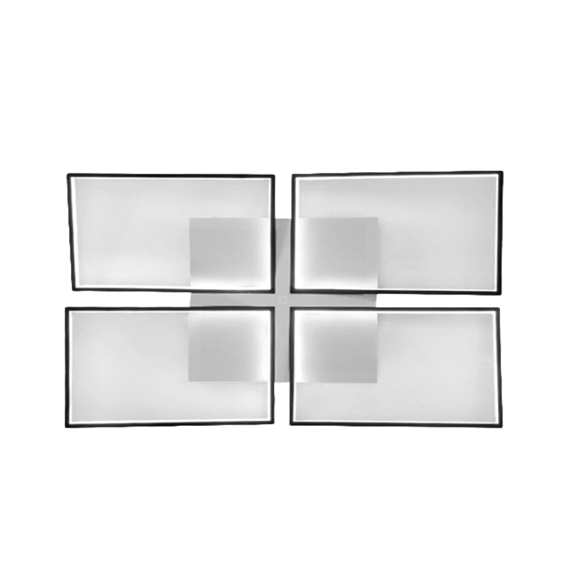 Rectangular Panel Semi Mount Lighting Minimalism Clear Glass Living Room LED Close to Ceiling Lamp in Warm/White/3 Color Light, 35.5"/26.5" Long - Clearhalo - 'Ceiling Lights' - 'Close To Ceiling Lights' - 'Close to ceiling' - 'Semi-flushmount' - Lighting' - 1580582