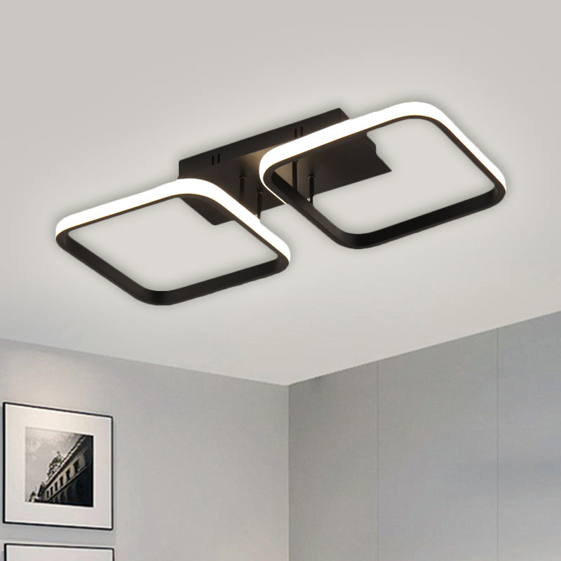 21.5"/31"/41" L Square Semi Flush Lamp Contemporary Acrylic Black/Gold LED Ceiling Mount Fixture in Warm/White Light Clearhalo 'Ceiling Lights' 'Close To Ceiling Lights' 'Close to ceiling' 'Semi-flushmount' Lighting' 1580603