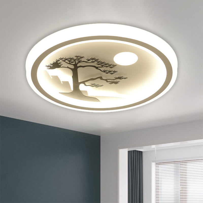 Square/Round Ceiling Fixture Modernist Acrylic LED White Flush Mount Lighting with Bird/Tree Pattern Clearhalo 'Ceiling Lights' 'Close To Ceiling Lights' 'Close to ceiling' 'Flush mount' Lighting' 1580650