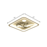 Square/Round Ceiling Fixture Modernist Acrylic LED White Flush Mount Lighting with Bird/Tree Pattern Clearhalo 'Ceiling Lights' 'Close To Ceiling Lights' 'Close to ceiling' 'Flush mount' Lighting' 1580663