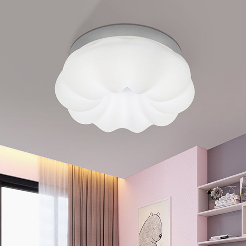 Resin Cloud-Like Ceiling Lamp Simplicity LED White Flush Mount Fixture in 3 Color Light, 12"/18" Width White 12" 3 Color Clearhalo 'Ceiling Lights' 'Close To Ceiling Lights' 'Close to ceiling' 'Flush mount' Lighting' 1580664