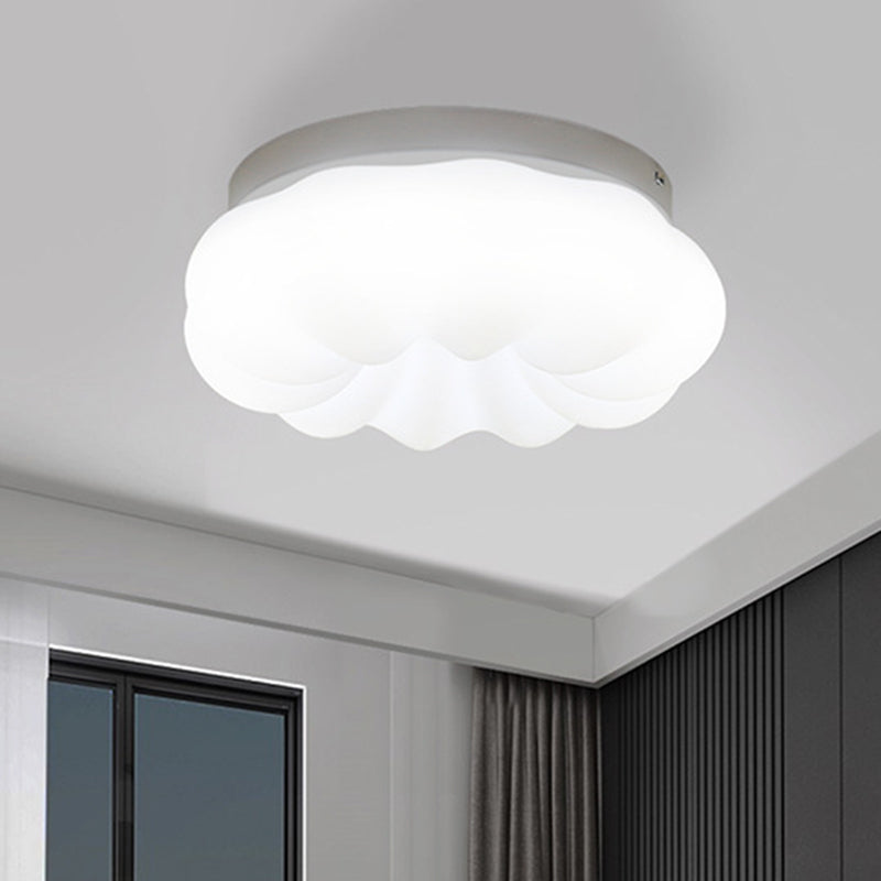 Resin Cloud-Like Ceiling Lamp Simplicity LED White Flush Mount Fixture in 3 Color Light, 12"/18" Width White 18" 3 Color Clearhalo 'Ceiling Lights' 'Close To Ceiling Lights' 'Close to ceiling' 'Flush mount' Lighting' 1580668