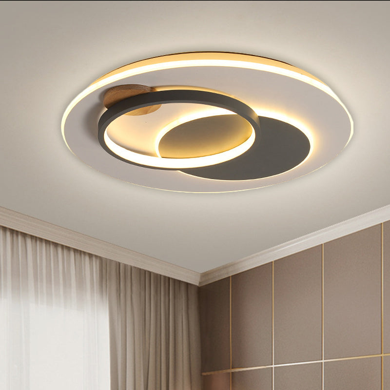 Black Multi-Ring Ceiling Fixture Minimalism 16.5"/20.5" W LED Metallic Flush Mount Lamp in Warm/White/Third Gear Light - Clearhalo - 'Ceiling Lights' - 'Close To Ceiling Lights' - 'Close to ceiling' - 'Flush mount' - Lighting' - 1580682