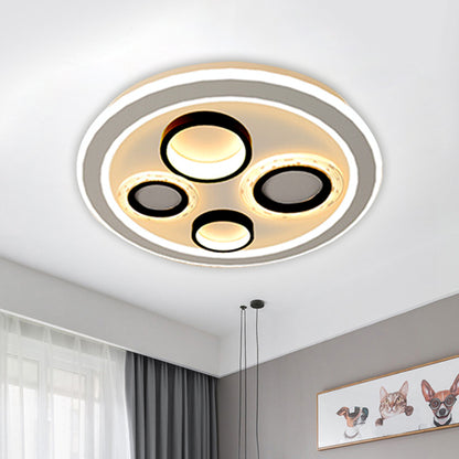 Circular Flush Mount Modernist Acrylic LED Black Ceiling Light Fixture for Bedroom, 16.5"/20.5" Wide Black Clearhalo 'Ceiling Lights' 'Close To Ceiling Lights' 'Close to ceiling' 'Flush mount' Lighting' 1580704