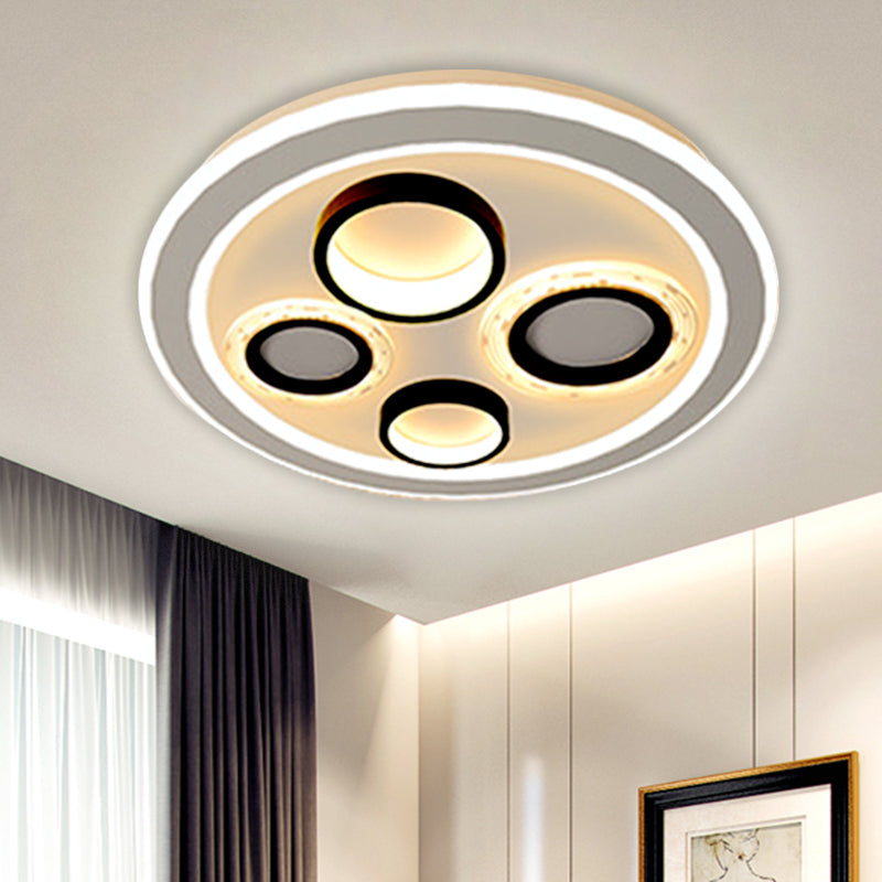 Circular Flush Mount Modernist Acrylic LED Black Ceiling Light Fixture for Bedroom, 16.5"/20.5" Wide - Clearhalo - 'Ceiling Lights' - 'Close To Ceiling Lights' - 'Close to ceiling' - 'Flush mount' - Lighting' - 1580705