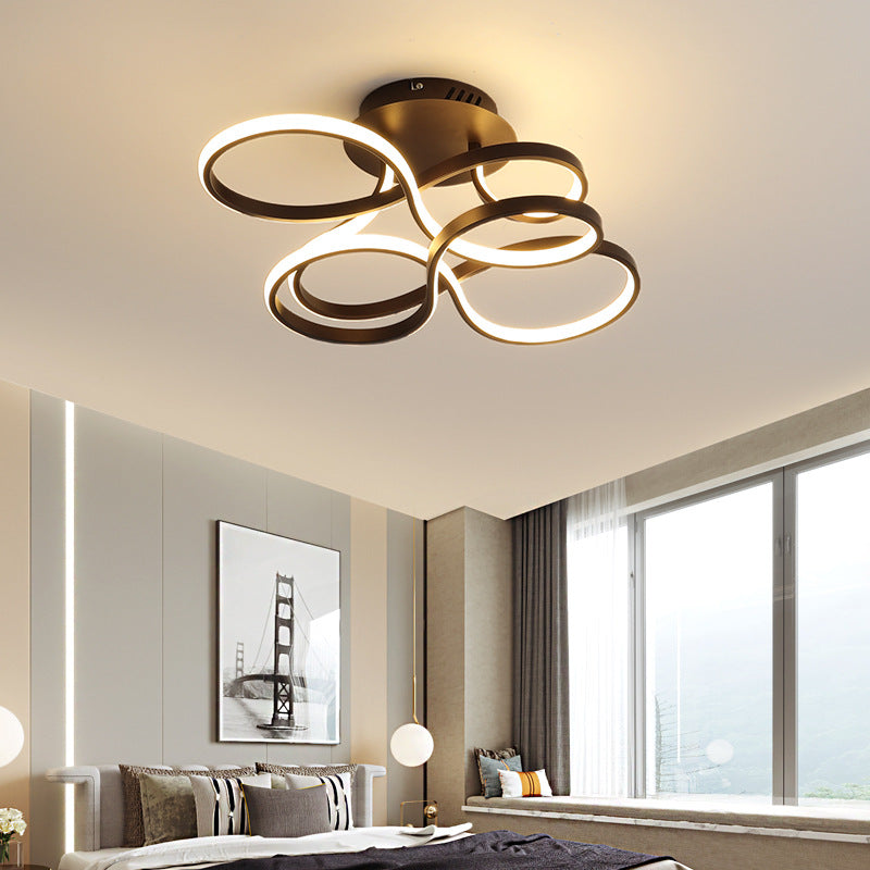 Metallic Twisted Line Flush Mount Simplicity White/Brass/Gold LED Close to Ceiling Lighting, White/3 Color Light - Coffee - 3 Color - Clearhalo - 'Ceiling Lights' - 'Close To Ceiling Lights' - 'Close to ceiling' - 'Semi-flushmount' - Lighting' - 1580715