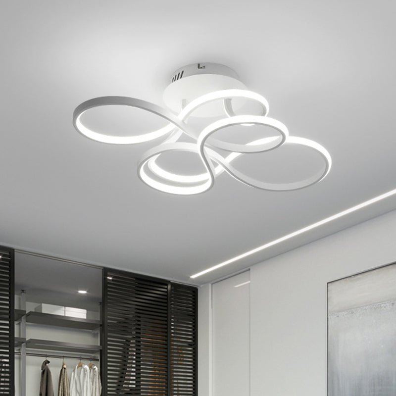 Metallic Twisted Line Flush Mount Simplicity White/Brass/Gold LED Close to Ceiling Lighting, White/3 Color Light - White - Clearhalo - 'Ceiling Lights' - 'Close To Ceiling Lights' - 'Close to ceiling' - 'Semi-flushmount' - Lighting' - 1580722
