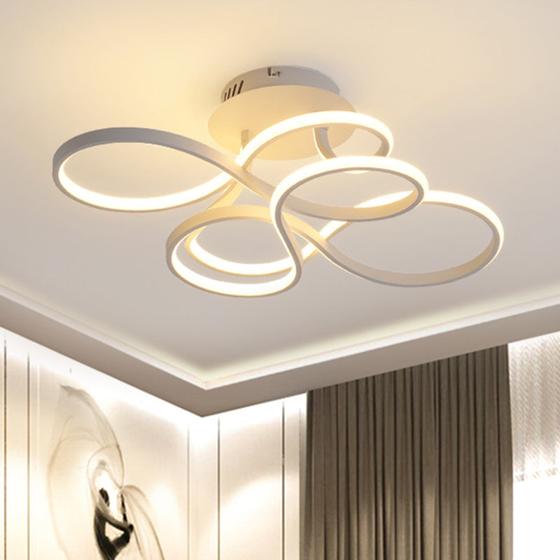Metallic Twisted Line Flush Mount Simplicity White/Brass/Gold LED Close to Ceiling Lighting, White/3 Color Light - Clearhalo - 'Ceiling Lights' - 'Close To Ceiling Lights' - 'Close to ceiling' - 'Semi-flushmount' - Lighting' - 1580724