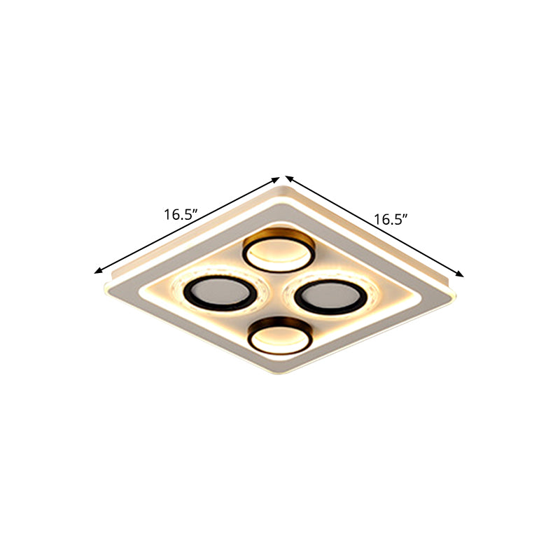 16.5"/20.5" W Nordic Squared Flush Lamp Acrylic Bedroom LED Ceiling Lighting in Black and White, 3 Color Light Clearhalo 'Ceiling Lights' 'Close To Ceiling Lights' 'Close to ceiling' 'Flush mount' Lighting' 1580729