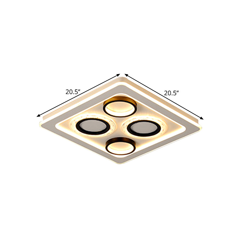 16.5"/20.5" W Nordic Squared Flush Lamp Acrylic Bedroom LED Ceiling Lighting in Black and White, 3 Color Light Clearhalo 'Ceiling Lights' 'Close To Ceiling Lights' 'Close to ceiling' 'Flush mount' Lighting' 1580730