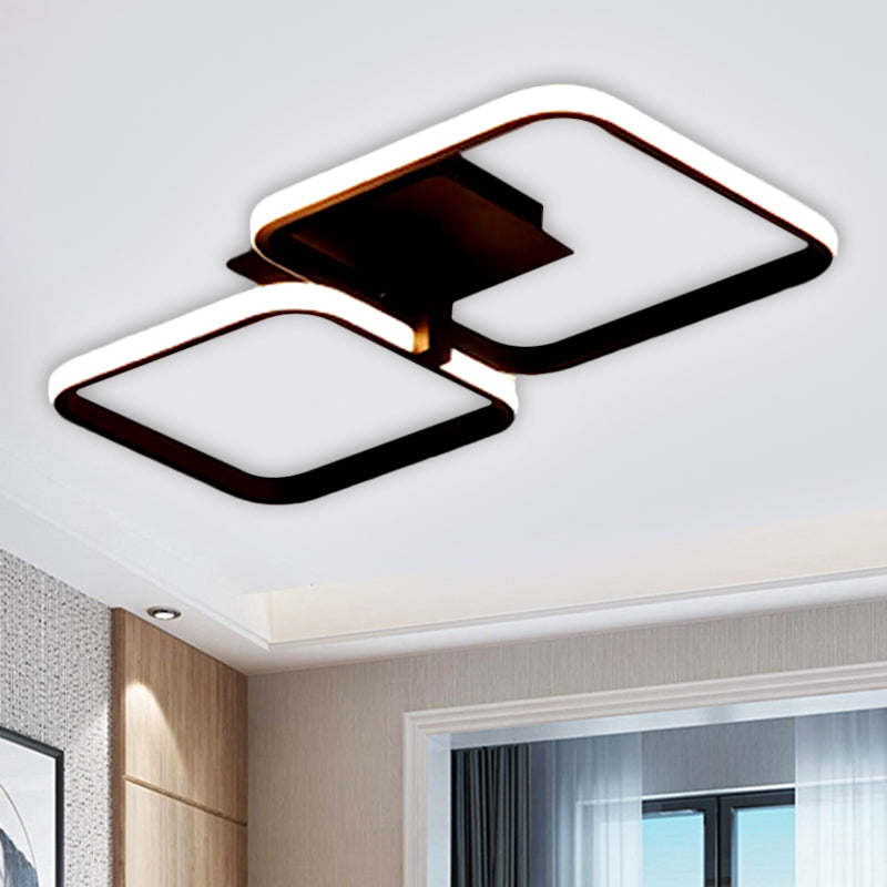 Acrylic Squared Frame Ceiling Flush Minimalism Black/White LED Semi Mount Lighting in Warm/White Light, 21"/23.5" Long Clearhalo 'Ceiling Lights' 'Close To Ceiling Lights' 'Close to ceiling' 'Flush mount' Lighting' 1580740