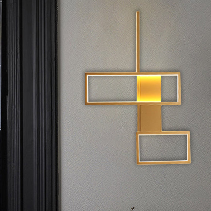 Black/Gold Rectangle Semi Flush Light Simplicity 19"/27.5"/35.5" L LED Metal Ceiling Mounted Fixture - Gold - 19" - Clearhalo - 'Ceiling Lights' - 'Close To Ceiling Lights' - 'Close to ceiling' - 'Semi-flushmount' - Lighting' - 1580753