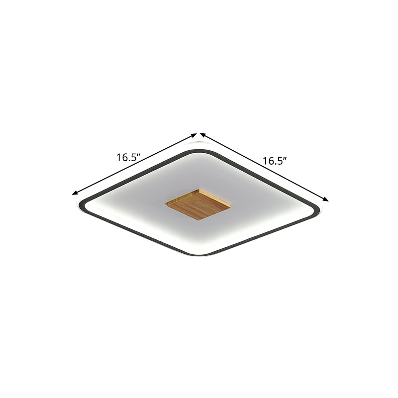 Metallic Ultrathin Square Ceiling Lamp Modernist Black-White LED Flush Mount Fixture in Warm/White/3 Color Light, 16.5"/20.5" Width - Clearhalo - 'Ceiling Lights' - 'Close To Ceiling Lights' - 'Close to ceiling' - 'Flush mount' - Lighting' - 1580774