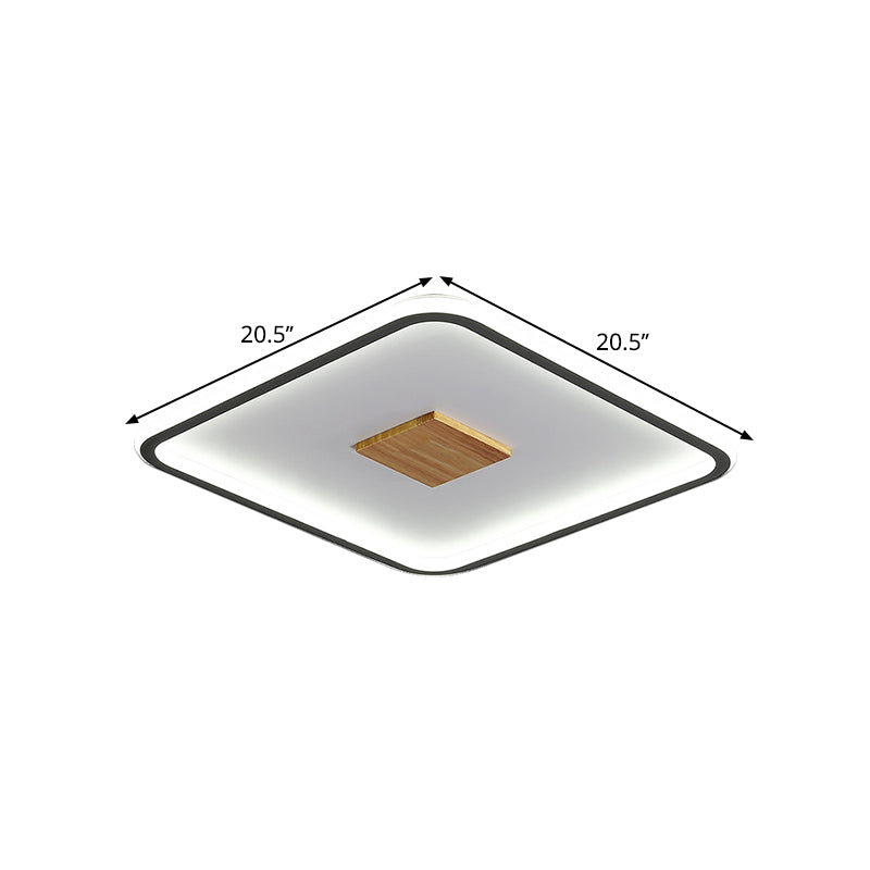 Metallic Ultrathin Square Ceiling Lamp Modernist Black-White LED Flush Mount Fixture in Warm/White/3 Color Light, 16.5"/20.5" Width - Clearhalo - 'Ceiling Lights' - 'Close To Ceiling Lights' - 'Close to ceiling' - 'Flush mount' - Lighting' - 1580775