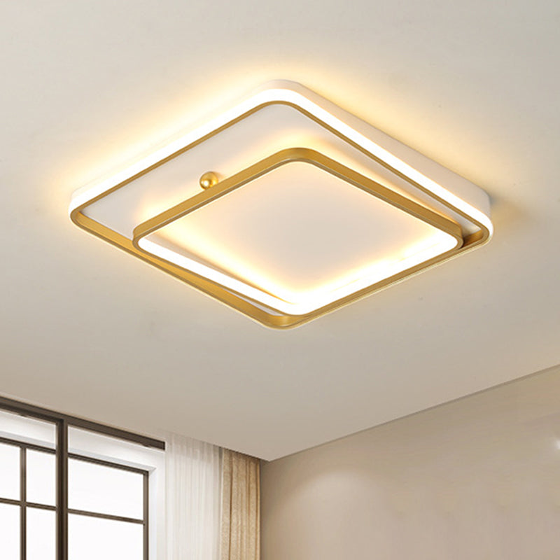 White Square Frame Ceiling Flush Contemporary 19.5" Wide LED Metal Flush Mount Lamp in Warm/White Light White 19.5" Clearhalo 'Ceiling Lights' 'Close To Ceiling Lights' 'Close to ceiling' 'Flush mount' Lighting' 1580817