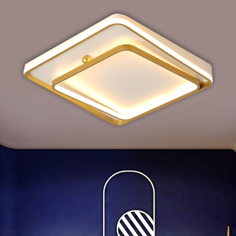 White Square Frame Ceiling Flush Contemporary 19.5" Wide LED Metal Flush Mount Lamp in Warm/White Light Clearhalo 'Ceiling Lights' 'Close To Ceiling Lights' 'Close to ceiling' 'Flush mount' Lighting' 1580818
